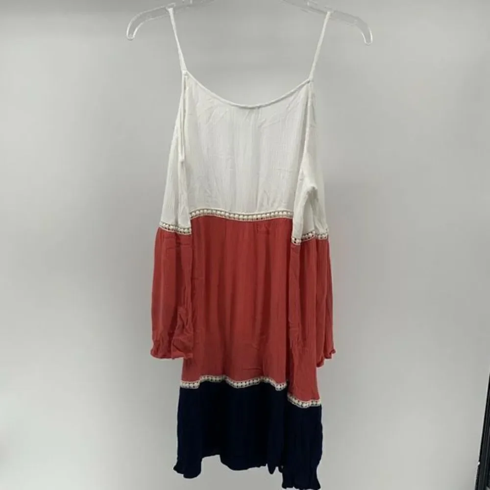 Umgee Cold Shoulder Tunic Top Tri Color Medium - Picture 7 of 8